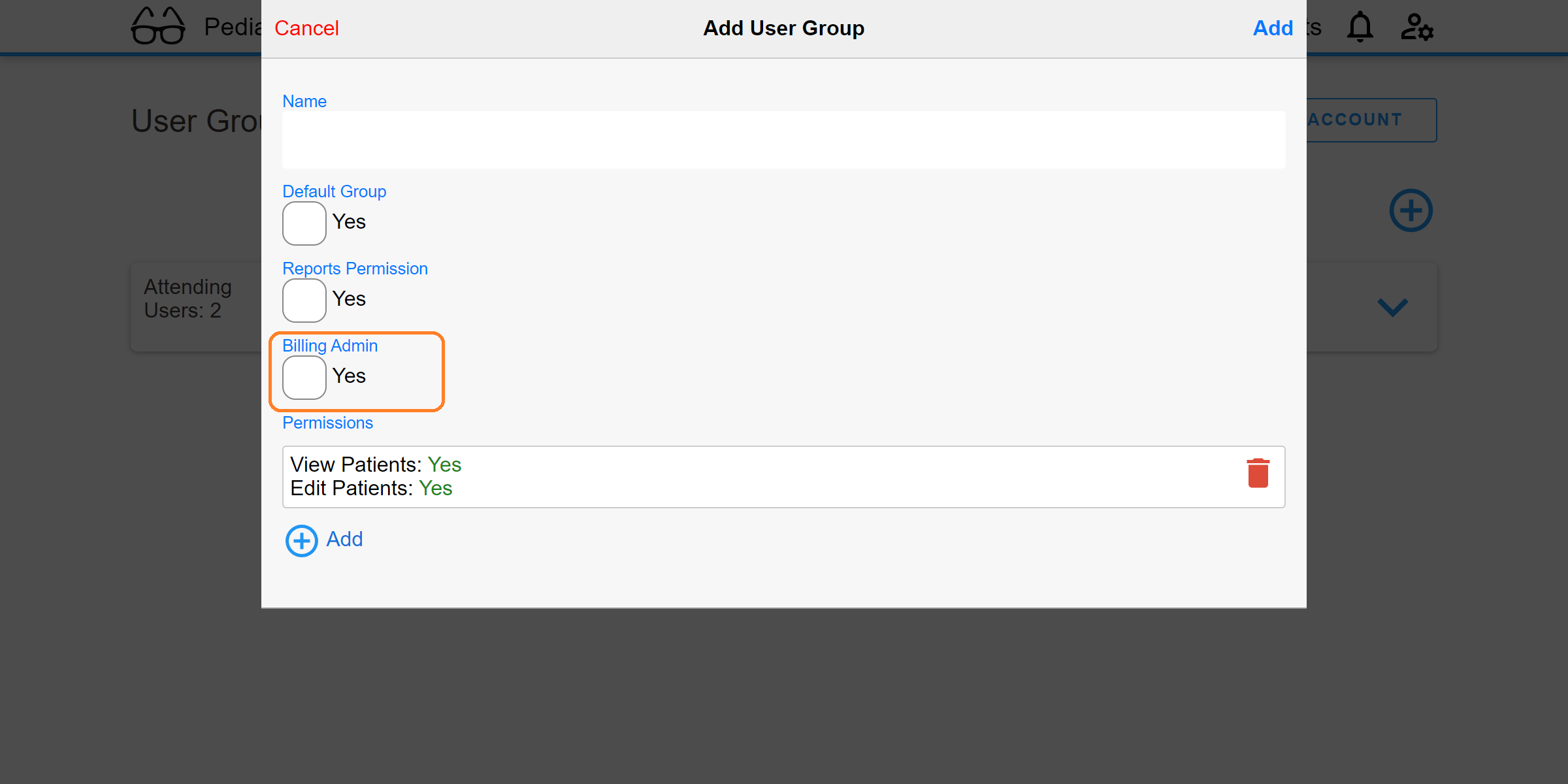 User Groups Admin Help Physician Sign Out